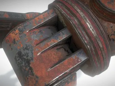 Hydraulic Suspension with Tires Rusty Version Rigged and Animate Low-poly 3D model