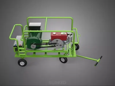 COMPACT DIESEL ENGINE GENERATOR MOUNTED TRANSPORT CARRIAGE DOLLY 3D model