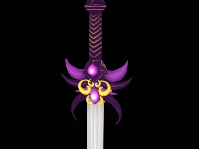 Stylized Sword LowPoly Handpainting  Free low-poly 3D model