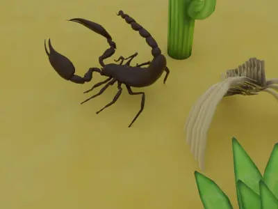 Scorpion Animated With Desert Environment Low-poly 3D model