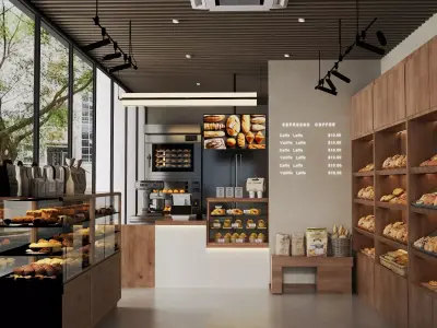 Cafe Bakery 3D model Low-poly 3D model