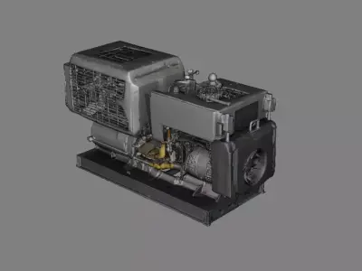 Industrial Diesel Generator Assembled and Exploded  Low Poly  Low-poly 3D model
