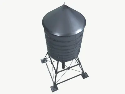 Water tank Low-poly 3D model 2