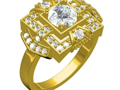 Antique Square Shape Vintage Ring 3D print model