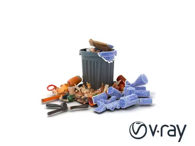 Overflowing Eco-Bin and Recyclable Waste model pack Low-poly 3D model