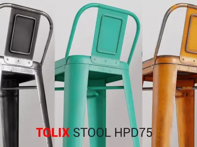 Tolix Stool HPD75 Low-poly 3D model
