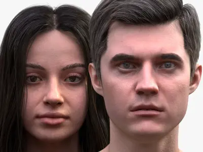 Mans and Womans Heads Collection 3D model