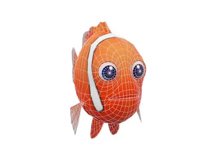 Tomato Clown Fish Cartoon  Animated Low-poly 3D model