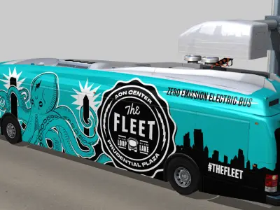 Proterra electric 40 Foot bus AON center chicago octopus livery Low-poly 3D model