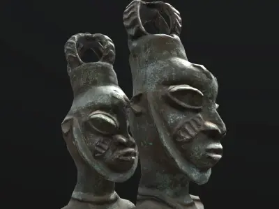 Equestrian Altar Figure onile Low-poly 3D model