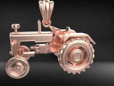Tractor Necklace Charm Pendant Farm Jewelry 3D print model