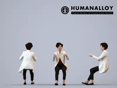 00160Lynn010 - Adult Caucasian woman sitting in office wearing 3D model