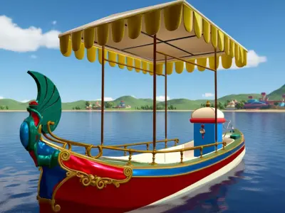 Daimler Marie Motor Boat - Museum - Vintage Vehicle Low Poly Low-poly 3D model
