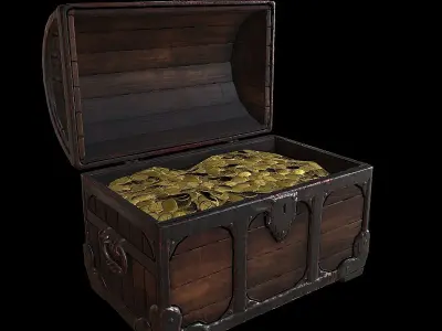 Medieval Chest Lowpoly Low-poly 3D model