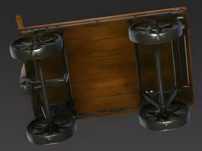 Vintage Industrial Flatbed Cart 3D Model Low-poly 3D model