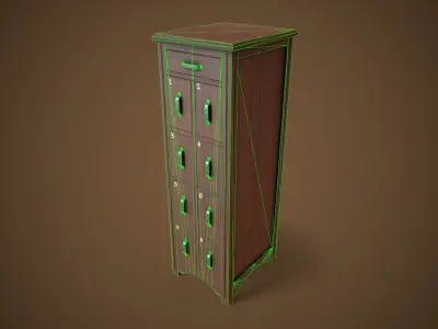 Vintage File Drawer Cabinet Low-poly 3D model