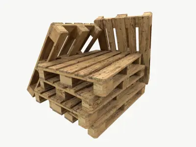 Pallet euro type 3 sets of textures Low-poly 3D model