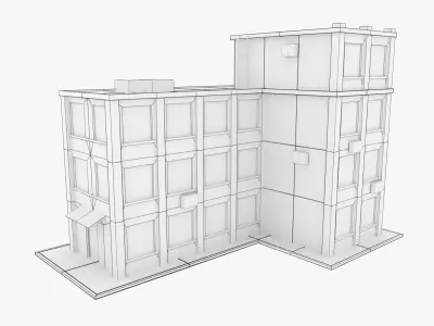 Apartment Building  Low-poly 3D model