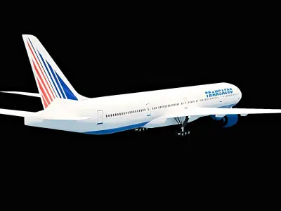 Tu-214 transaero Low-poly 3D model