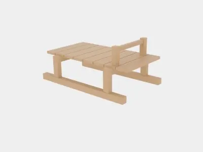 Simple Wood Sledge  Free low-poly 3D model