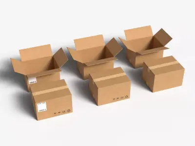 Cardboard Box  Medium  Open  Closed Mini Pack PBR 3D model