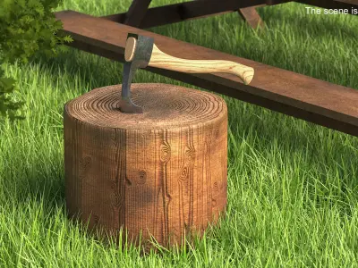 Adzes Tool in Stump 3D model