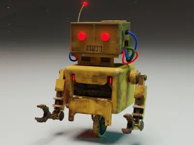 Old Rusty  Robot  Low-poly 3D model