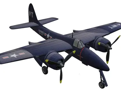 Grumman F7F Tigercat Low-poly 3D model purchase
