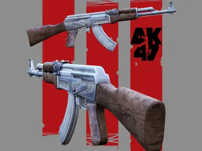 AK47 Weapon Low-poly 3D model
