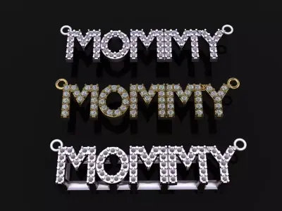 MOMMY DIAMOND PENDANT NECKLACE FRAME 3D print model