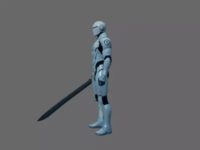 White Futuristic Sword Soldier 3D model