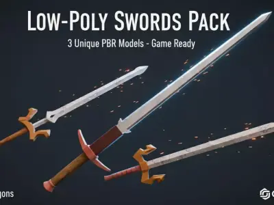 Stylized Low Poly Sword Set Low-poly 3D model