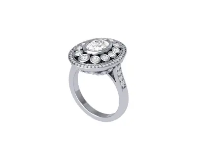 Oval Art Deco Ring 3D print model 6