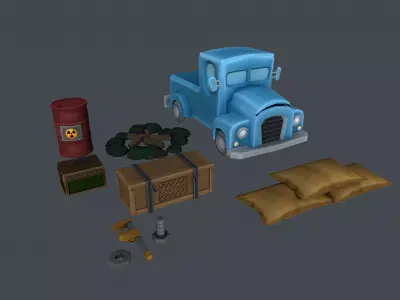 War Scene Assets Low-poly 3D model