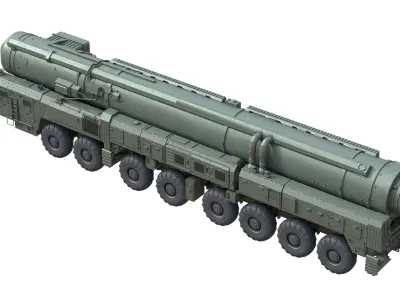 RT 2PM Topol Intercontinental ballistic missile Low-poly 3D model