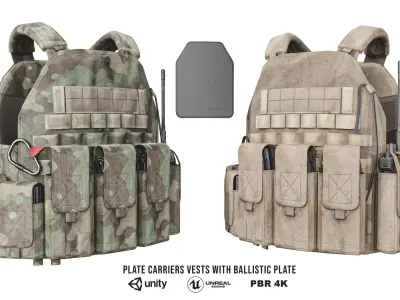 Plate Carriers Vests With Armour Plate Low-poly 3D model