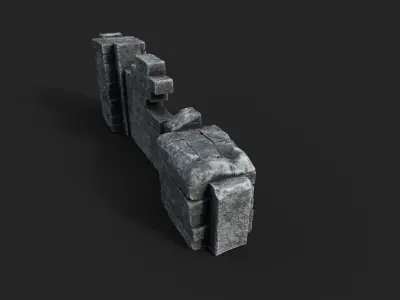 Old Ruined Wall Low-poly 3D model