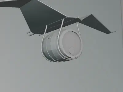 flying barrel gaming asset hand painted model Low-poly 3D model