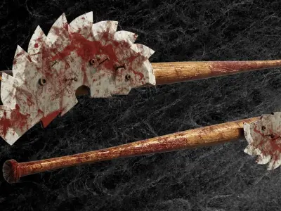 POST APOCALYPTIC MELEE WEAPON BAT BLOODY  VARIANT Low-poly 3D model
