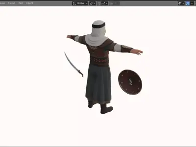 Realistic Arabian Desert Warrior 3D Model  Rigged  Game Ready Low-poly 3D model order