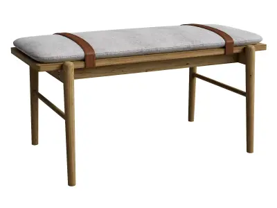 Faux Leather Solid Wood Bench 3D model