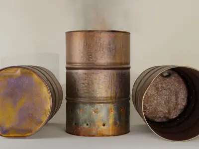 Oil Drum Barrel Fire Place Low-poly 3D model