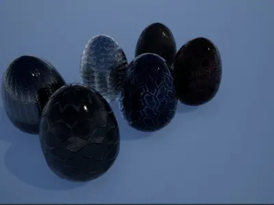 Lowpoly Whole and Hatched Dragon-Creature Eggs Low-poly 3D model