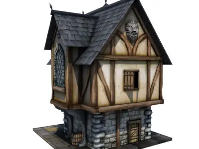 Medieval Building 02 Merchant House Low-poly 3D model