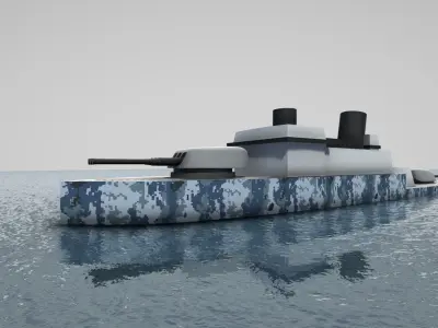 Simple Warships Game Models Free low-poly 3D model