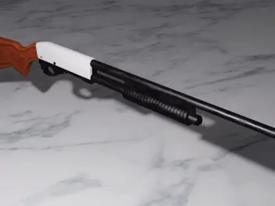 FPS Shotgun Low poly Game ready 3D model Free low-poly 3D model