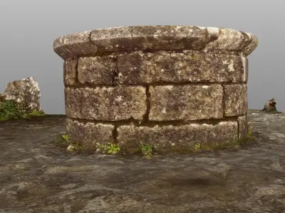 Stone castle well 3D model