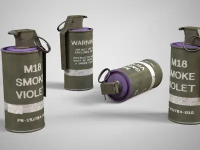 M18 Violet Smoke Hand Grenade AAA Game Ready Low-poly 3D model