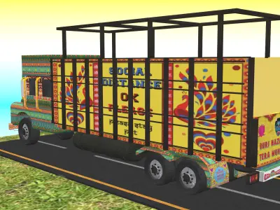 Indian Truck Model 6 Low-poly 3D model