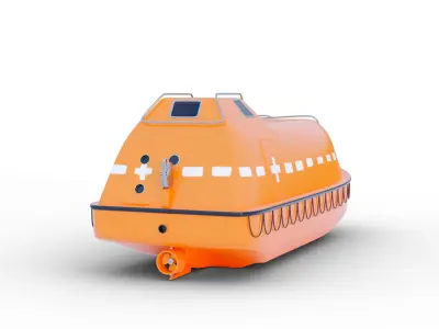 Orange Lifeboat - Rescue boat Low-poly 3D model